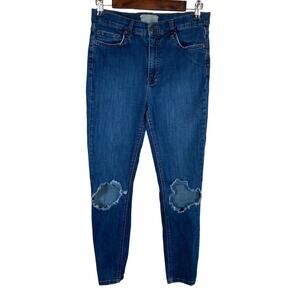 Free People Skinny Ankle Jeans Women's 30R High Rise Distressed‎ Knee Casual